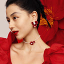 Red Iris Blossom Earrings