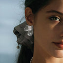 Grey Iris Blossom Earrings